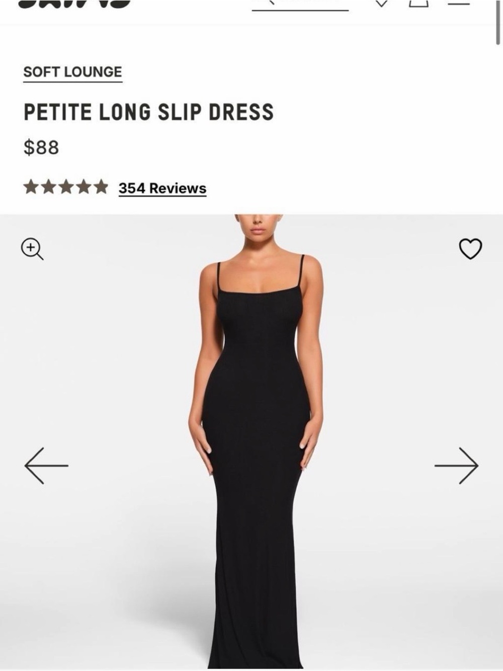 SKIMS Black Petite Long Slip Maxi Dress